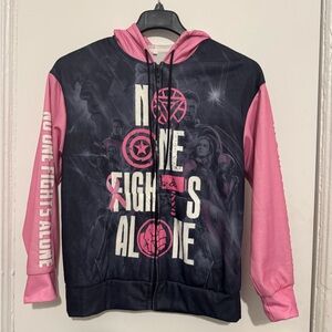 Avengers Graphic Hoodie Pink Breast Cancer Awareness Zip Up Jacket Size S
